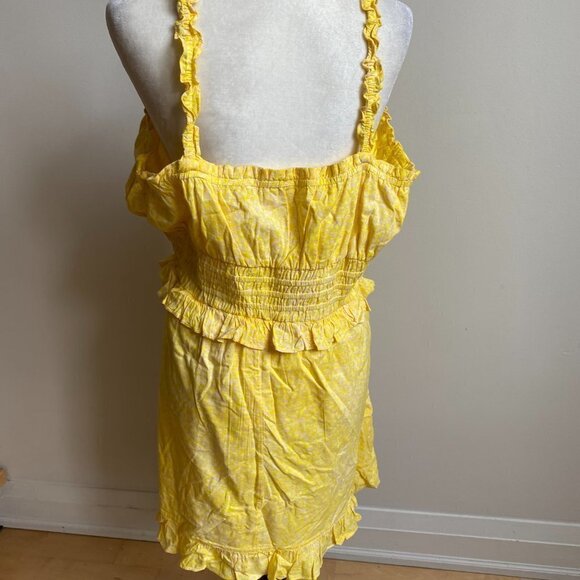 BP Women Ruffle Dress BNWOT Yellow Pink Mini Sundress - Picture 4 of 7